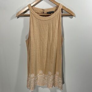 Adrianna Papell Tan Tank Top with Lace Hem
